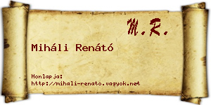 Miháli Renátó névjegykártya